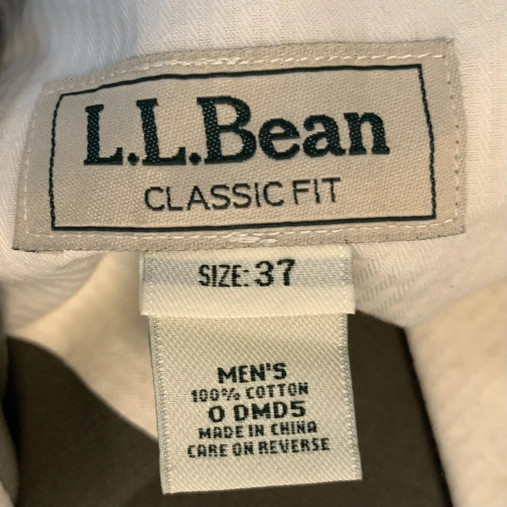 L.L. Bean‎ Pants Mens 37x29 Green Classic Fit Pleated Chino Straight Leg Casual